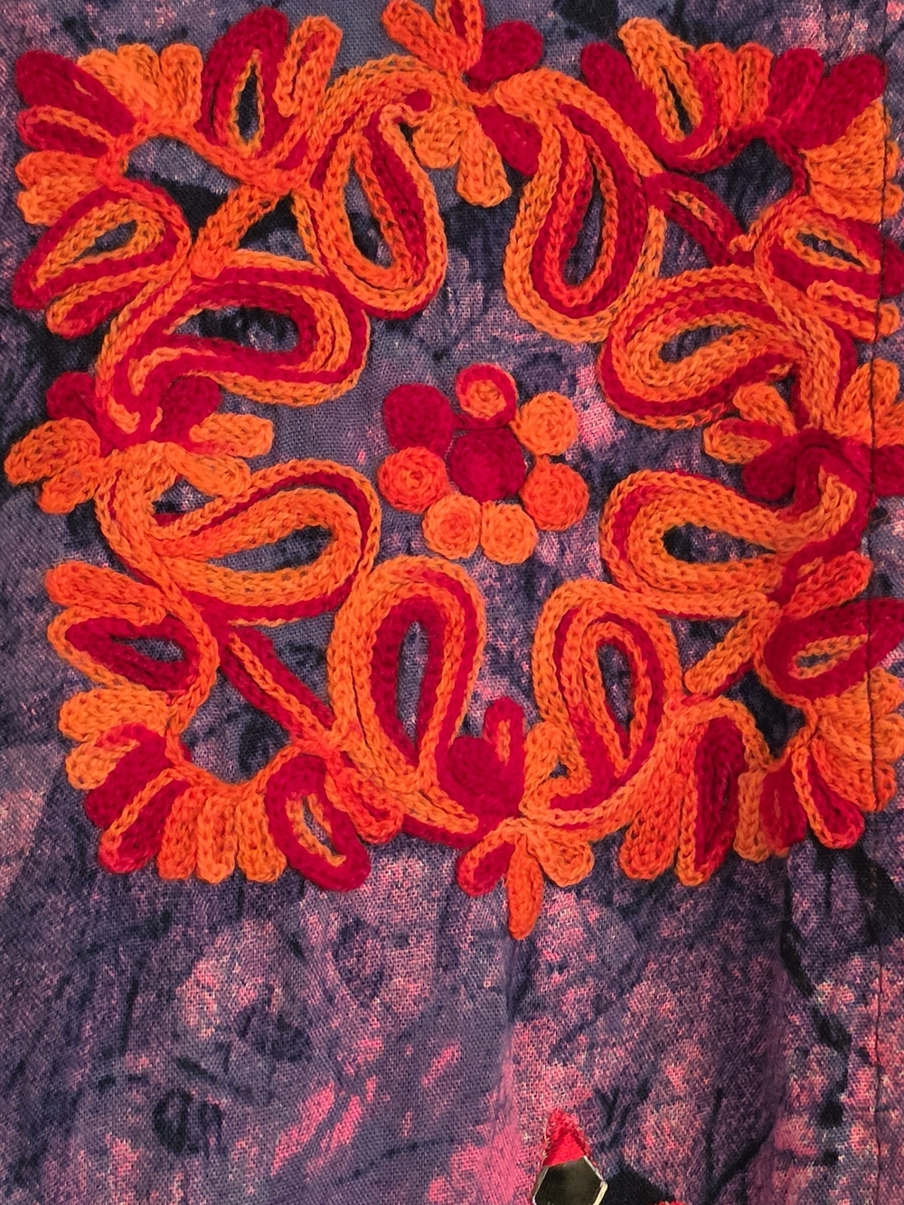 Embroidered Long Tunic in Purple and Orange Made In India 100% Cotton Size 44 - Picture 4 of 16